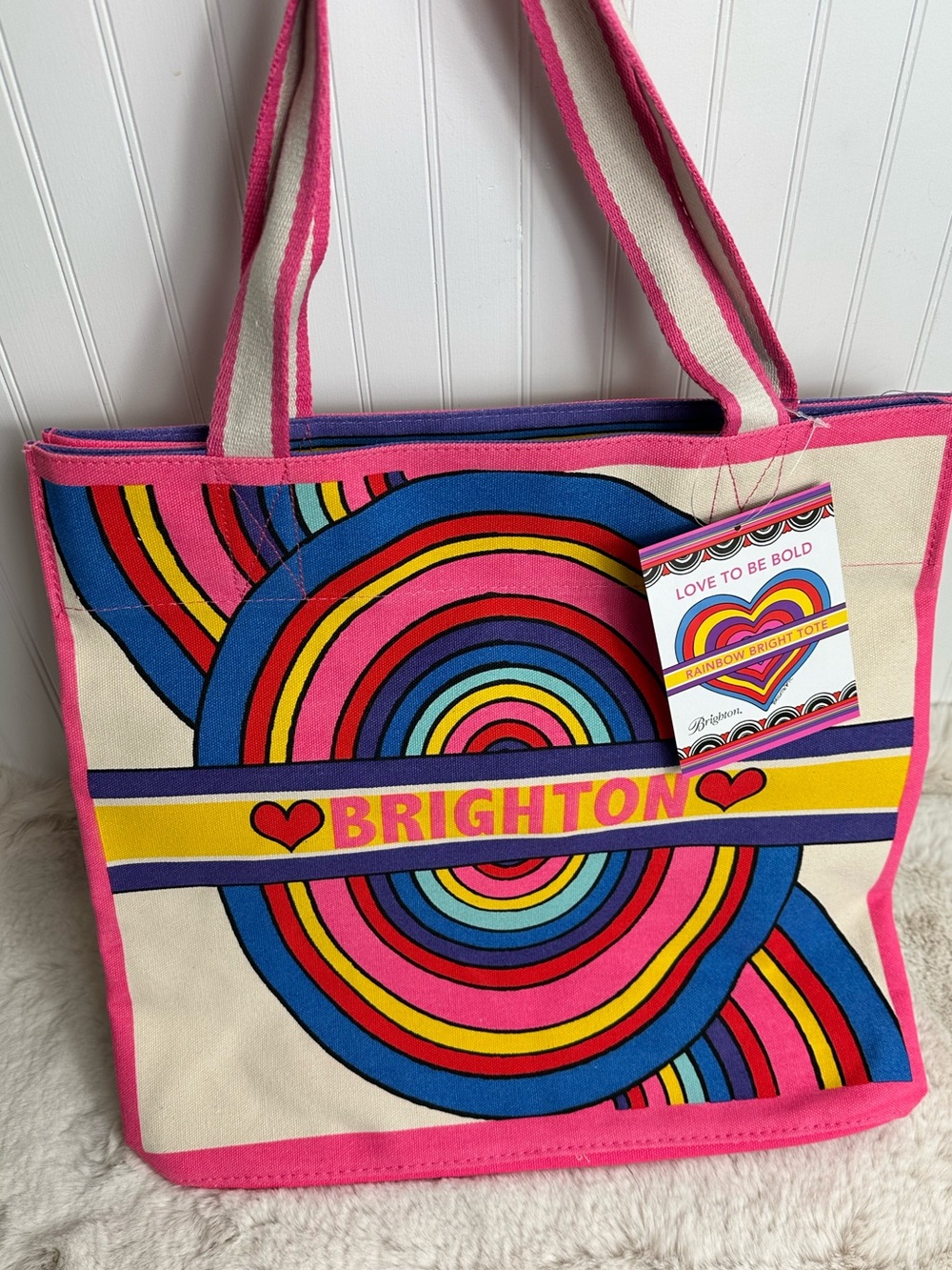 Brighton Rainbow-Print Canvas Tote Bag